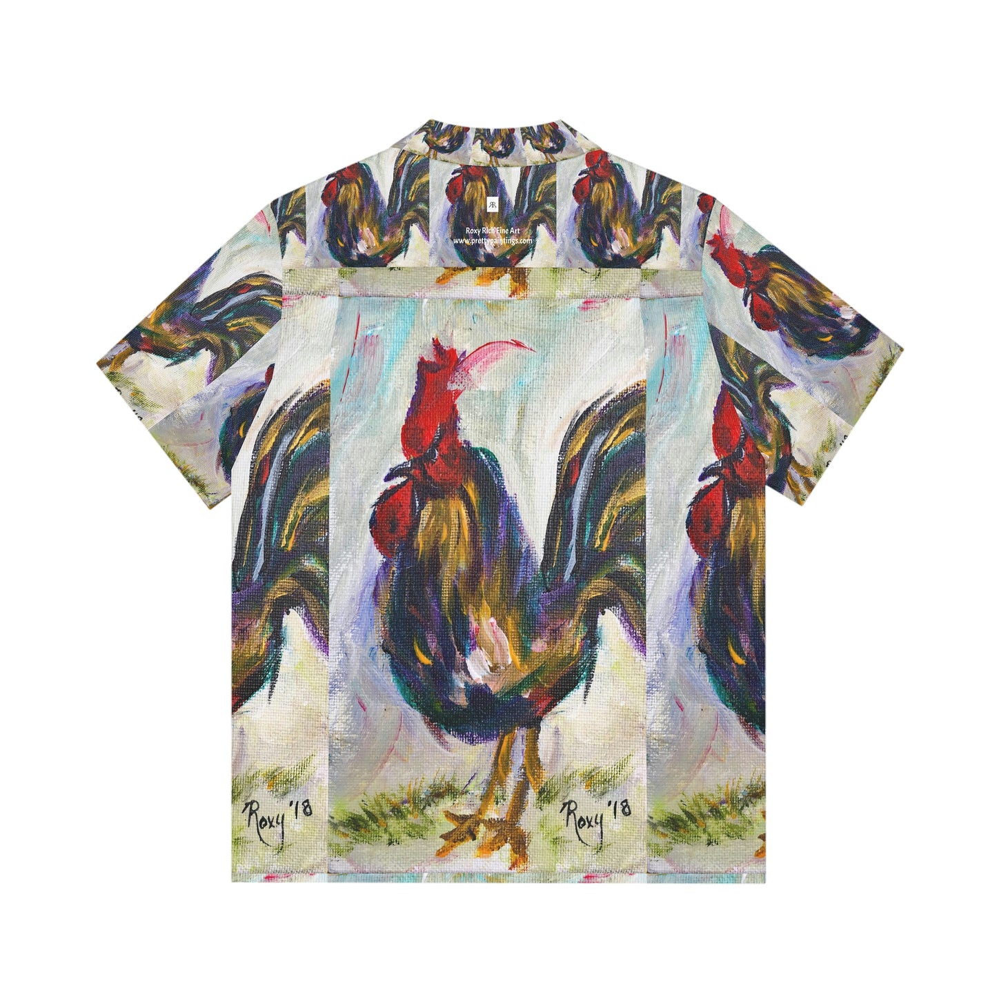 Barnyard Bully Original Rooster Painting Men's Hawaiian Shirt