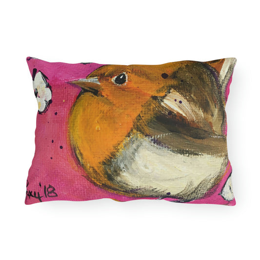 Adorable Whimsical Wren Bird Outdoor Pillows