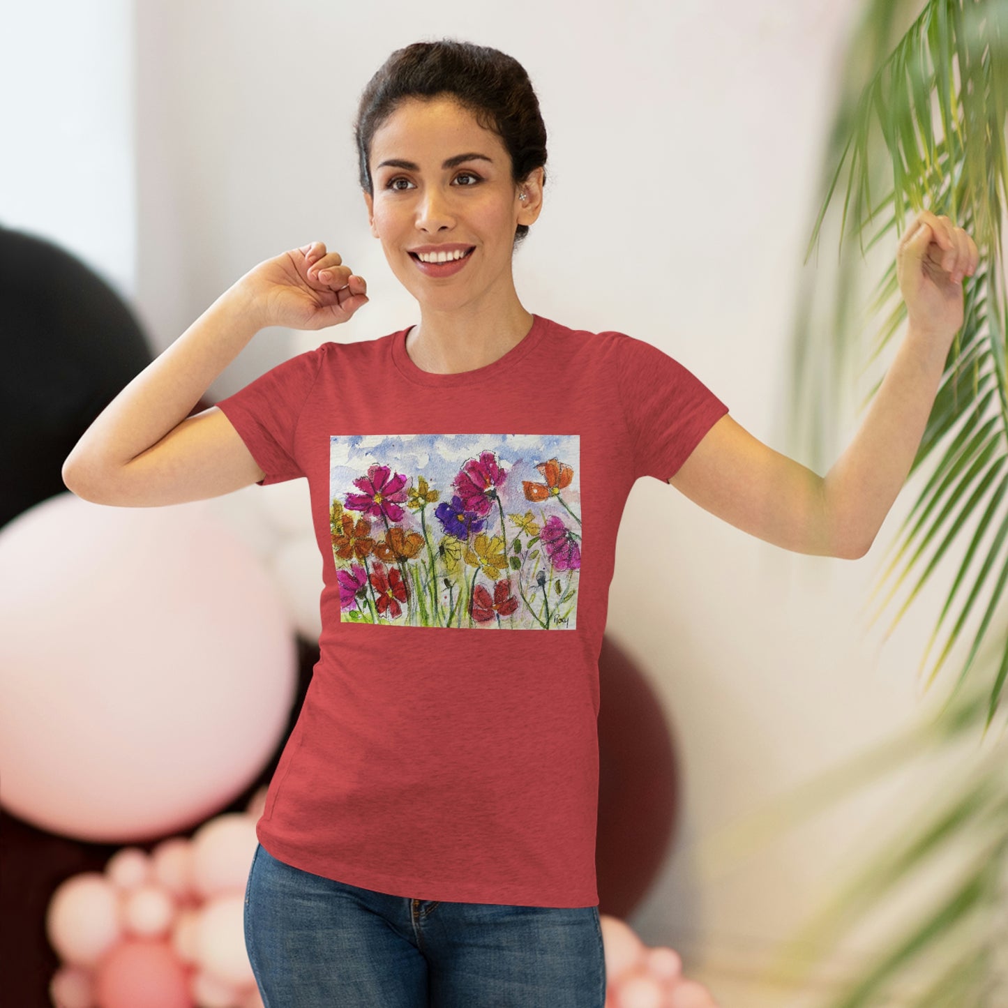 Cosmos Garden (image sur le devant) Tee-shirt Triblend Tee ajusté pour femme