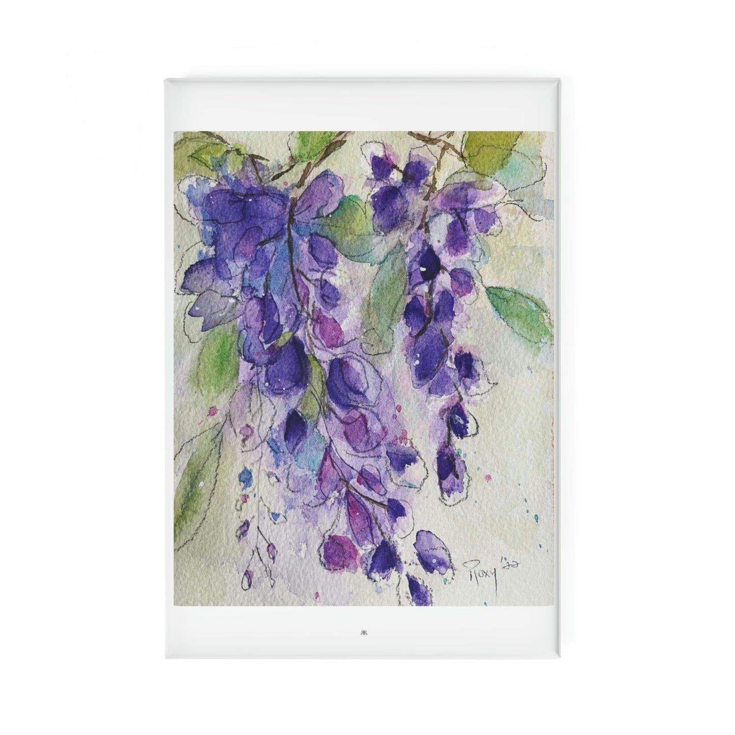 Wisteria Loose Floral Watercolor Button Magnet, Rectangle