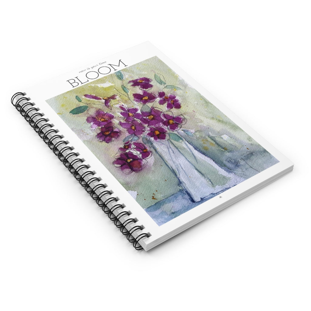 Bloom inspirational quote & loose floral Pink Wildflowers  Spiral Notebook