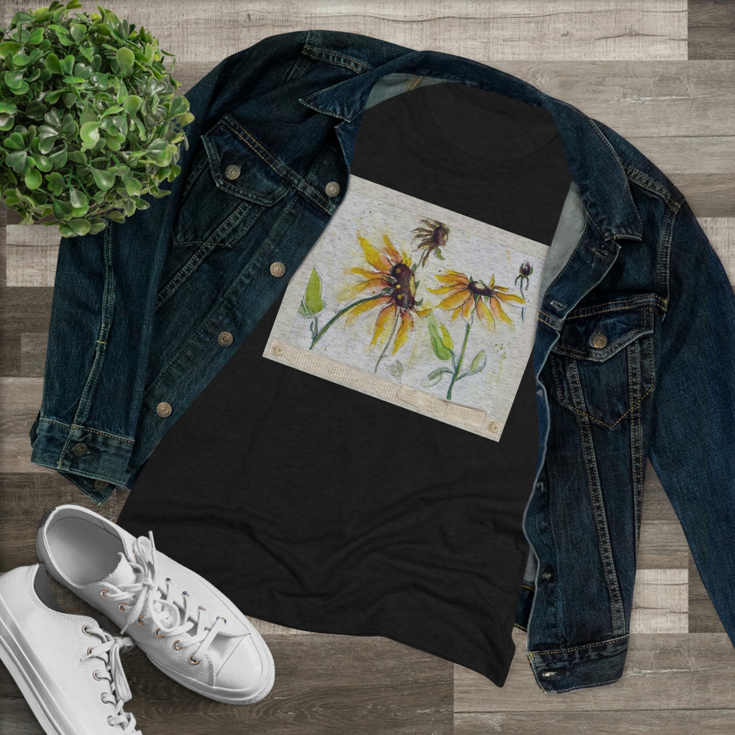 Autumn Sunflowers Women's fitted Triblend Tee  tee shirt
