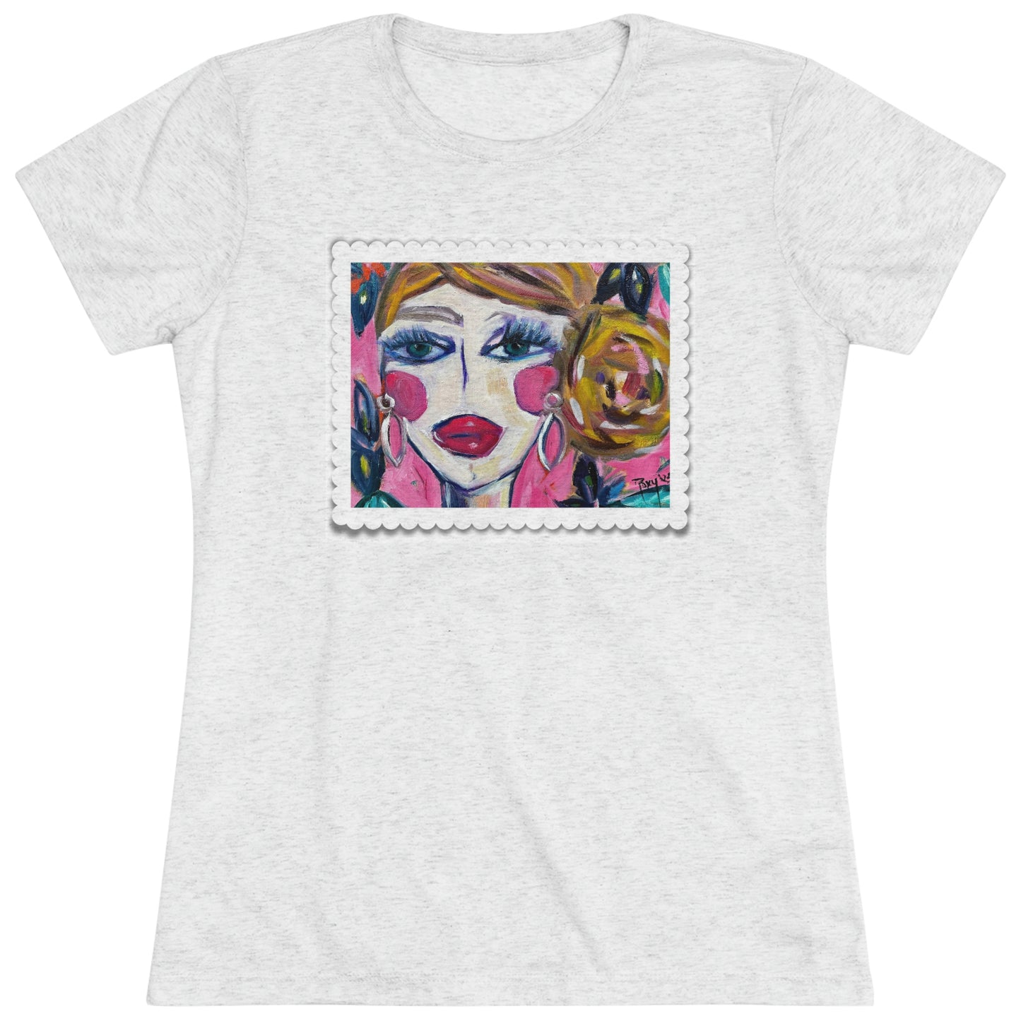 Lady with Irises Women's fitted Triblend Tee  tee shirt