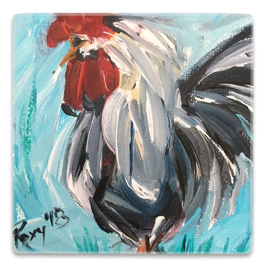 Rooster Square Magnet