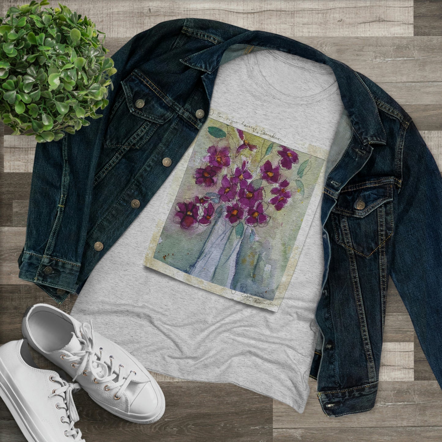 Camiseta Triblend Tee ajustada para mujer Pink Wildflowers