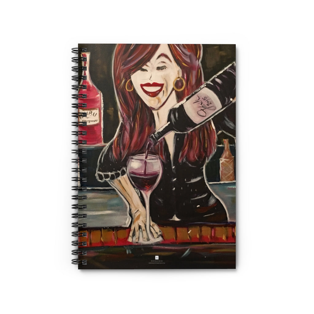 "Sassy Notes" Female Bartender Pouring Wine  Spiral Notebook