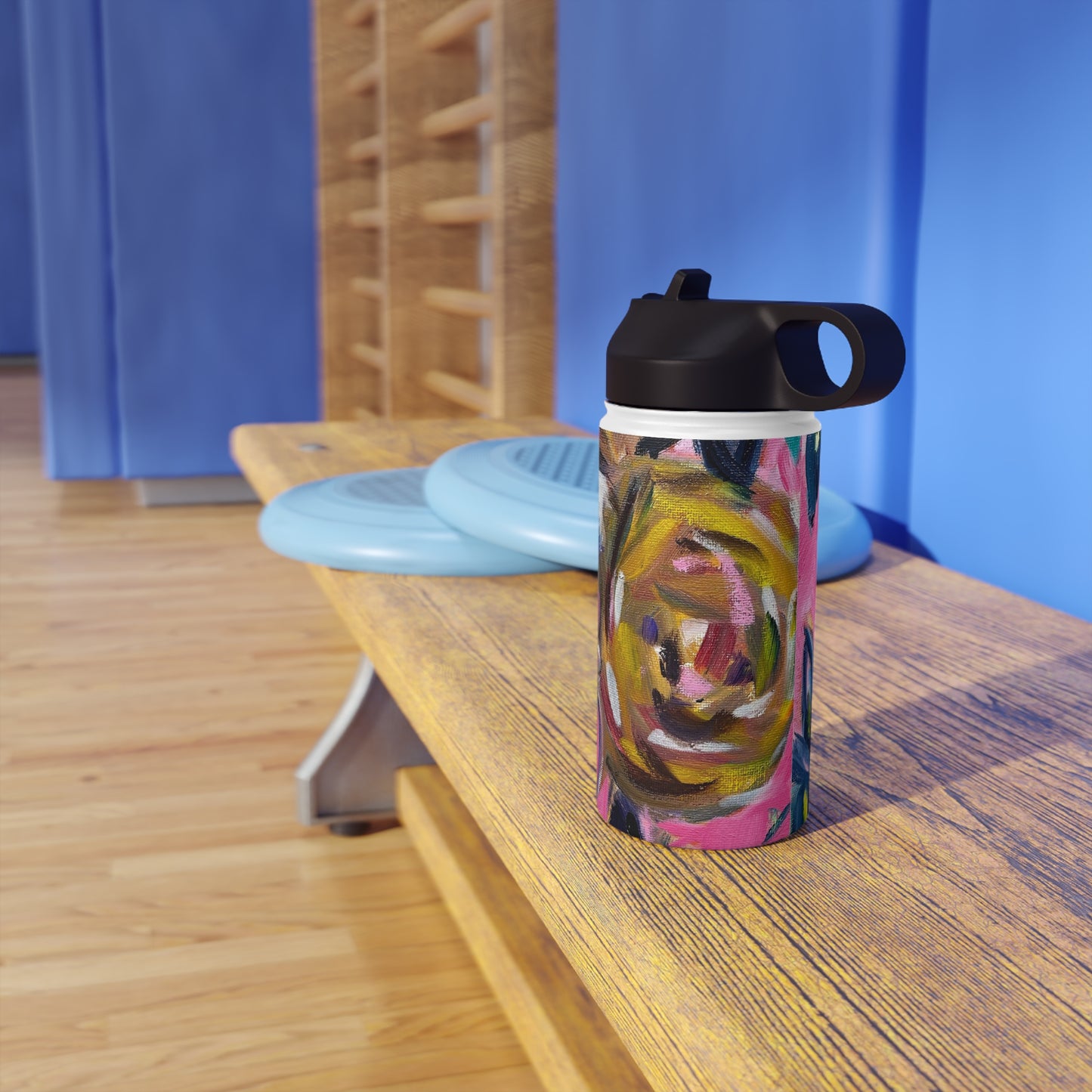 Lady with Irises Stainless Steel Water Bottle, Standard Lid