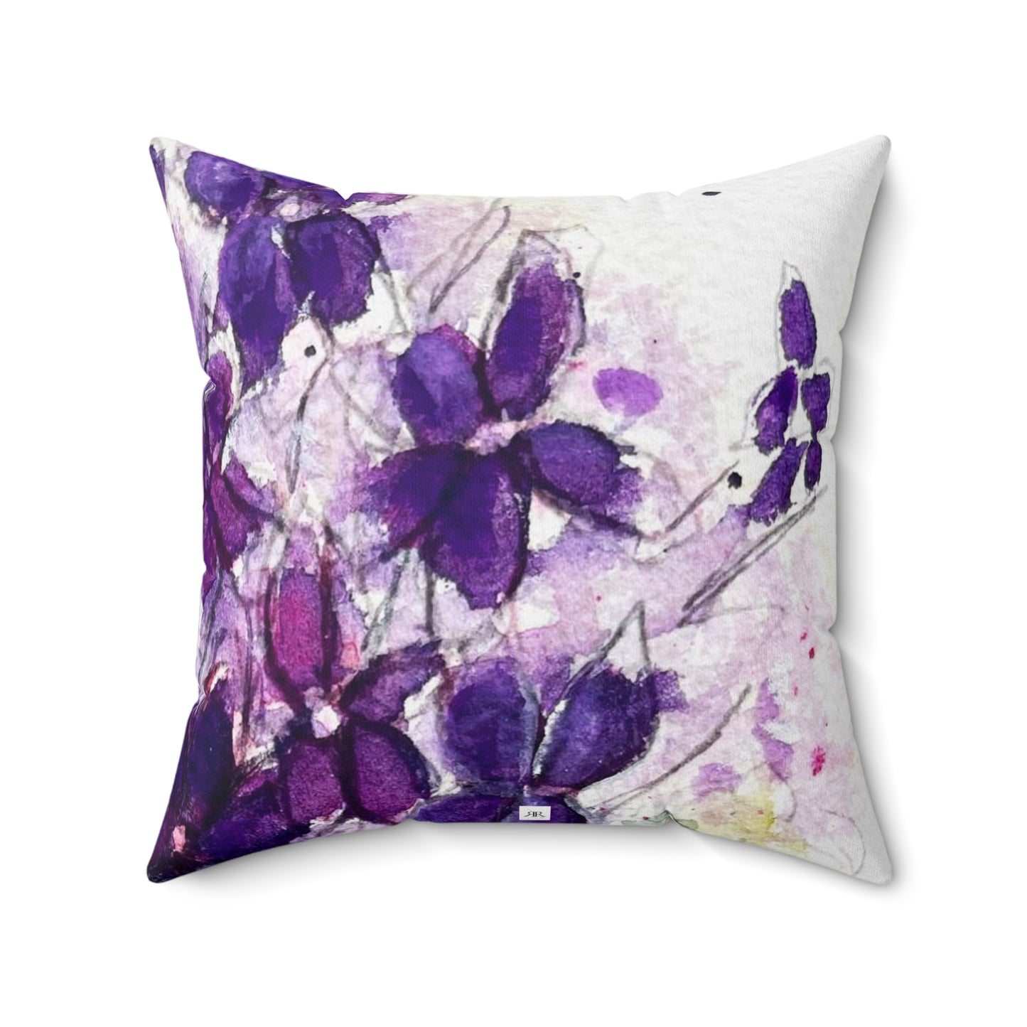 Oreiller carré en polyester filé d’intérieur Purple Ivy Geraniums