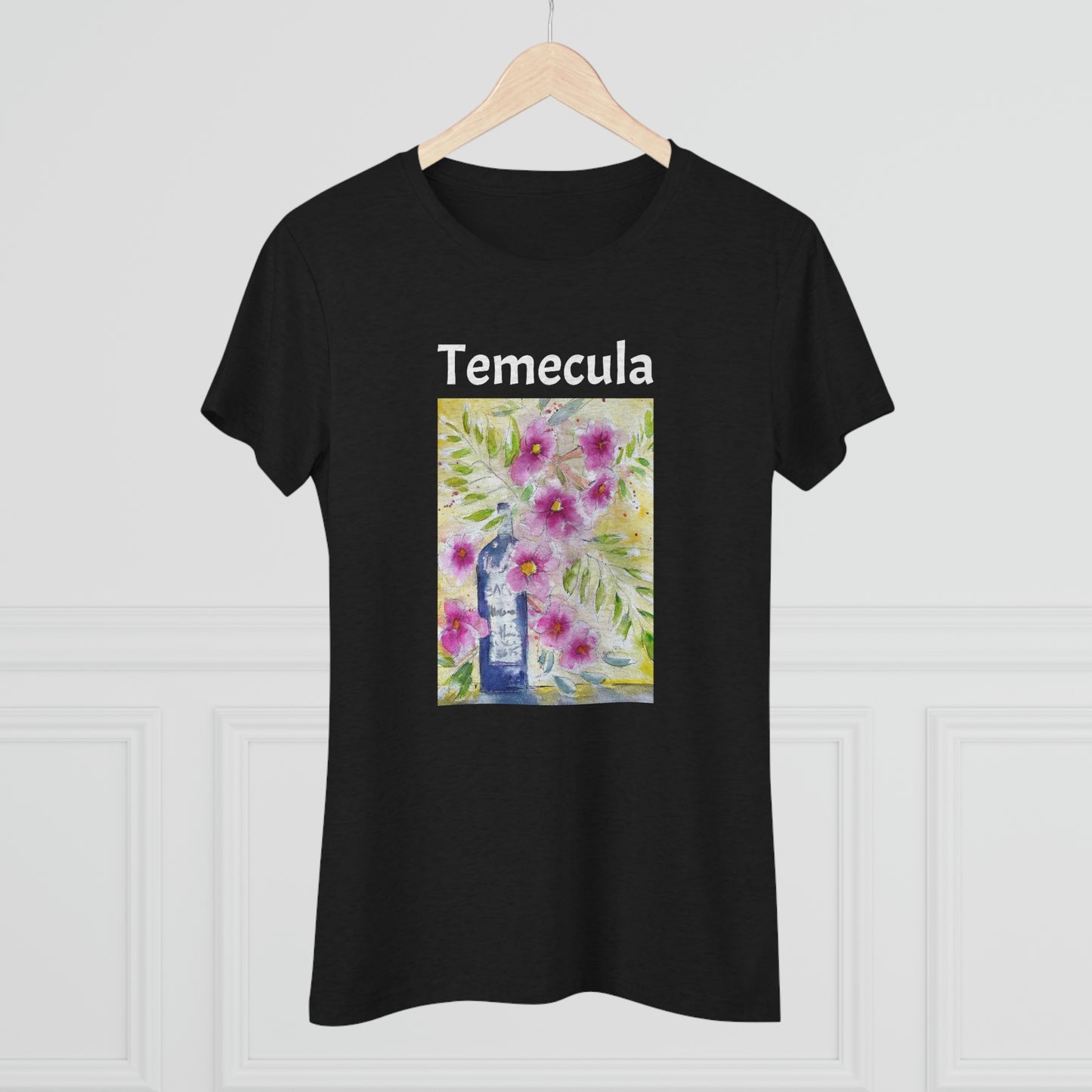 Temecula Femme équipée Triblend Tee Temecula tee-shirt souvenir « Bouteille et fleurs »