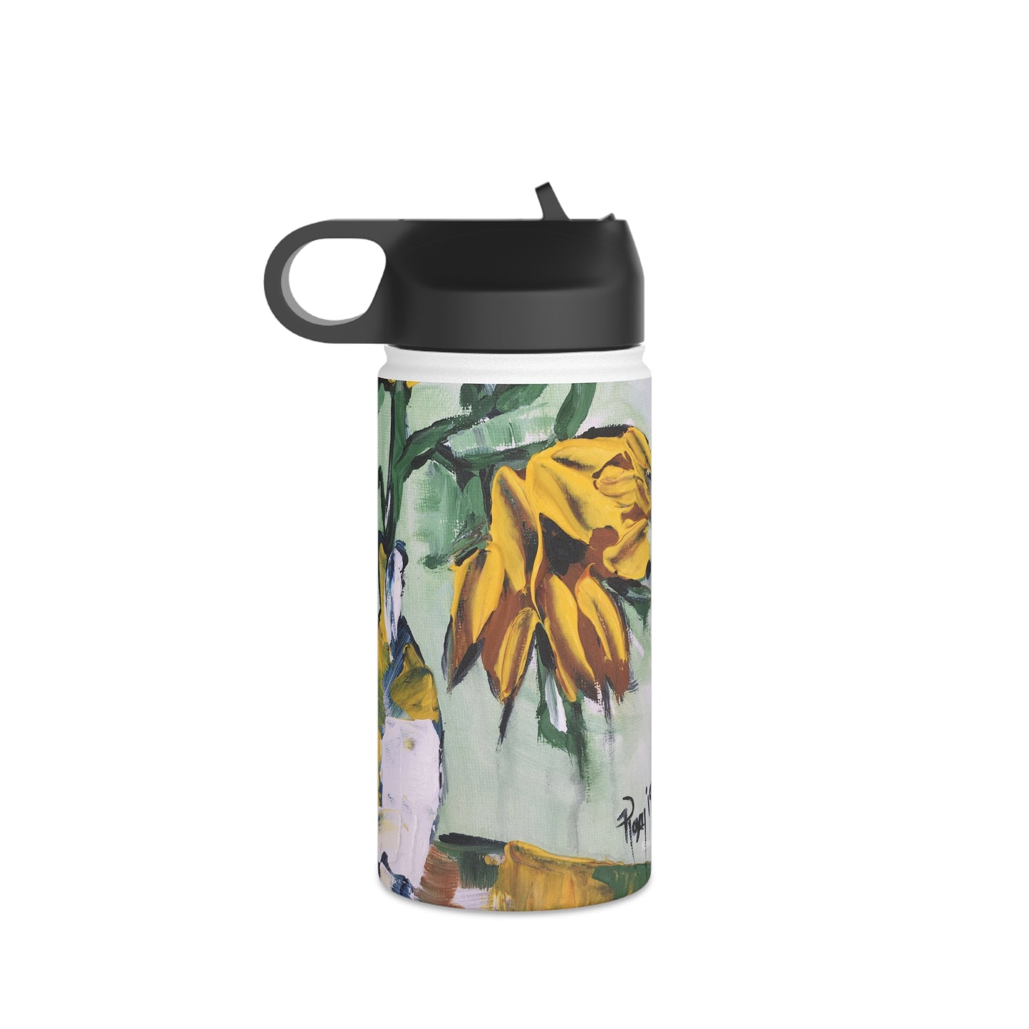 Sunflowers in a White Vase Stainless Steel Water Bottle, Standard Lid