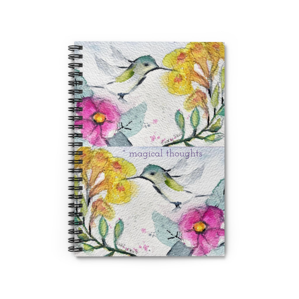 "Magical Thoughts" Hummingbird Garden  Spiral Notebook