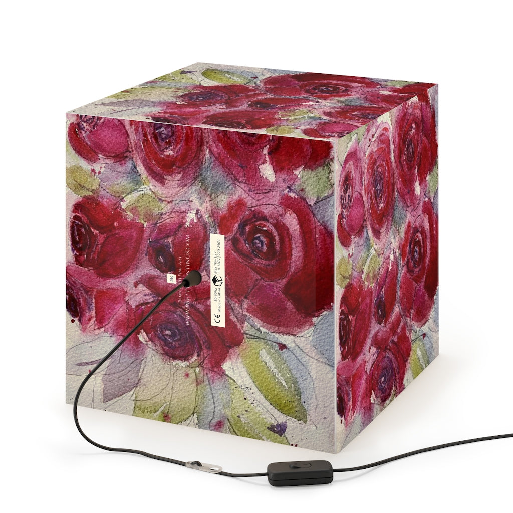 Red Roses Cube Lamp