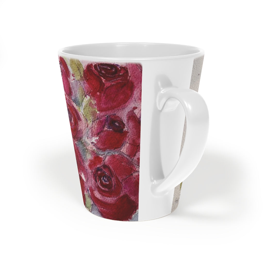 Taza de café con leche de rosas rojas, 12 oz