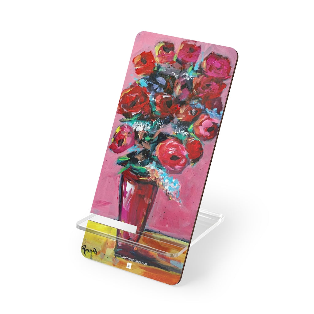 Fluffy Red Roses Phone Stand