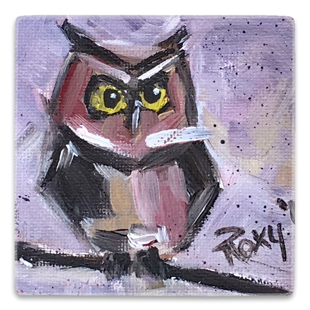 Adorable Annoyed Owl   Square Magnet