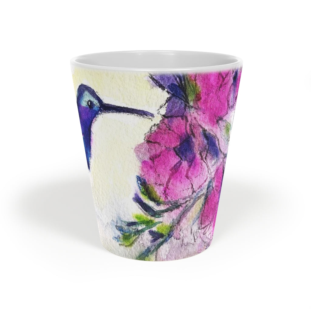 Hummingbird with Pink Flowers  Latte Mug, 12oz