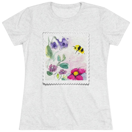 Bumble Bee in the Garden Women's fitted Triblend Tee  tee shirt