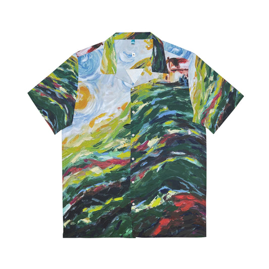Camisa hawaiana para hombre House on a Hill Original Landscape