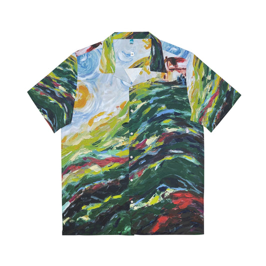 House on a Hill Original Landscape Men's Hawaiian Shirt