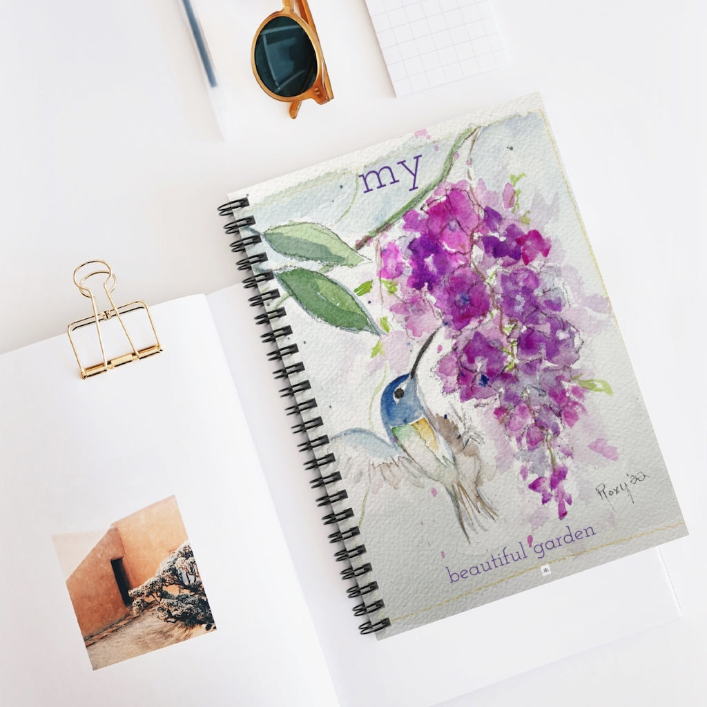 My Beautiful Garden Hummingbird & Wisteria Spiral Notebook