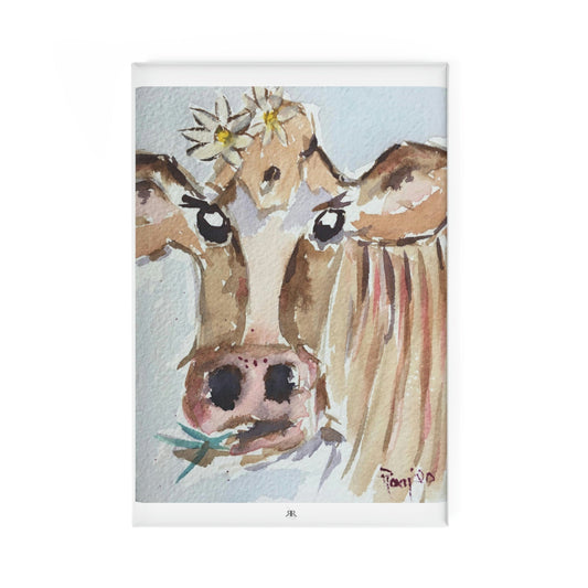 Aimant bouton « Daisy Mae » adorable vache, rectangle