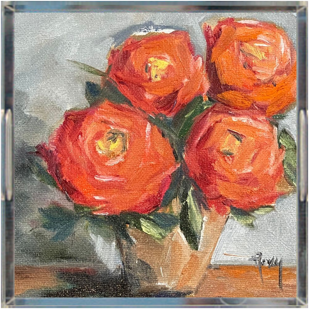 Orange Roses  Acrylic Tray