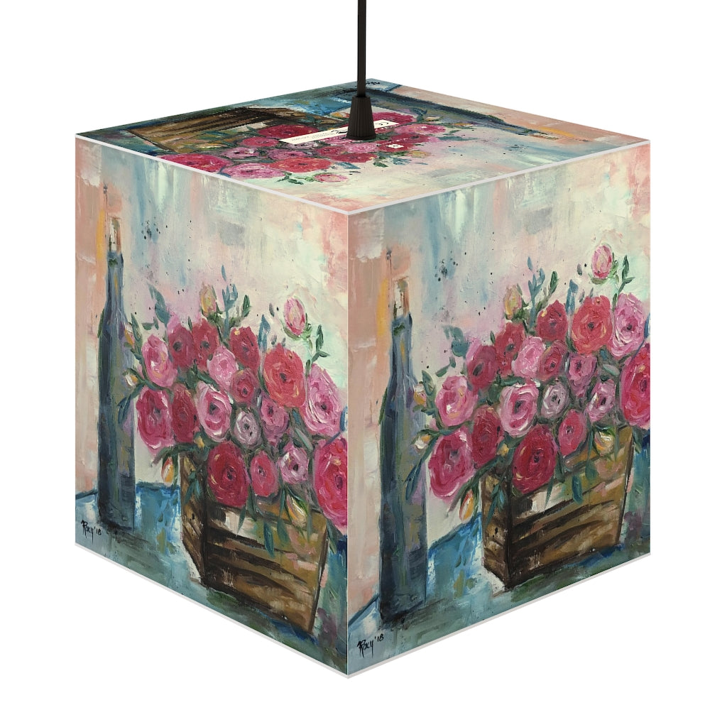 Wine and Ranunculas Cube Lamp