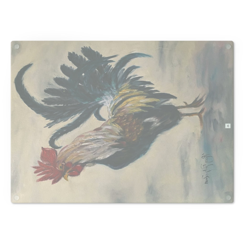 Boss Rooster Glass Cutting Board