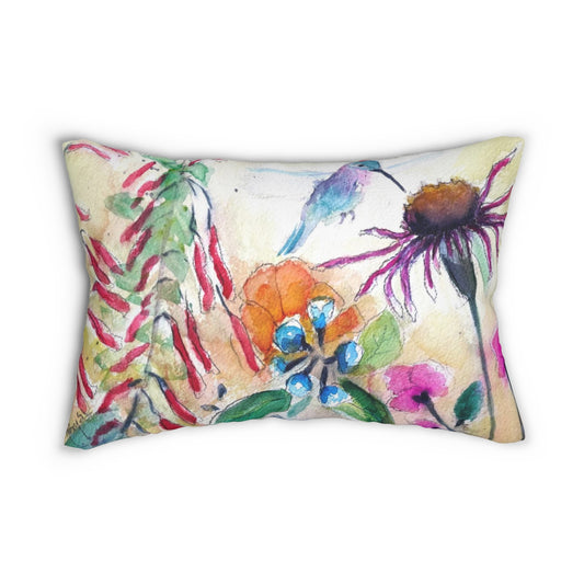 Hummingbird Garden Lumbar Pillow