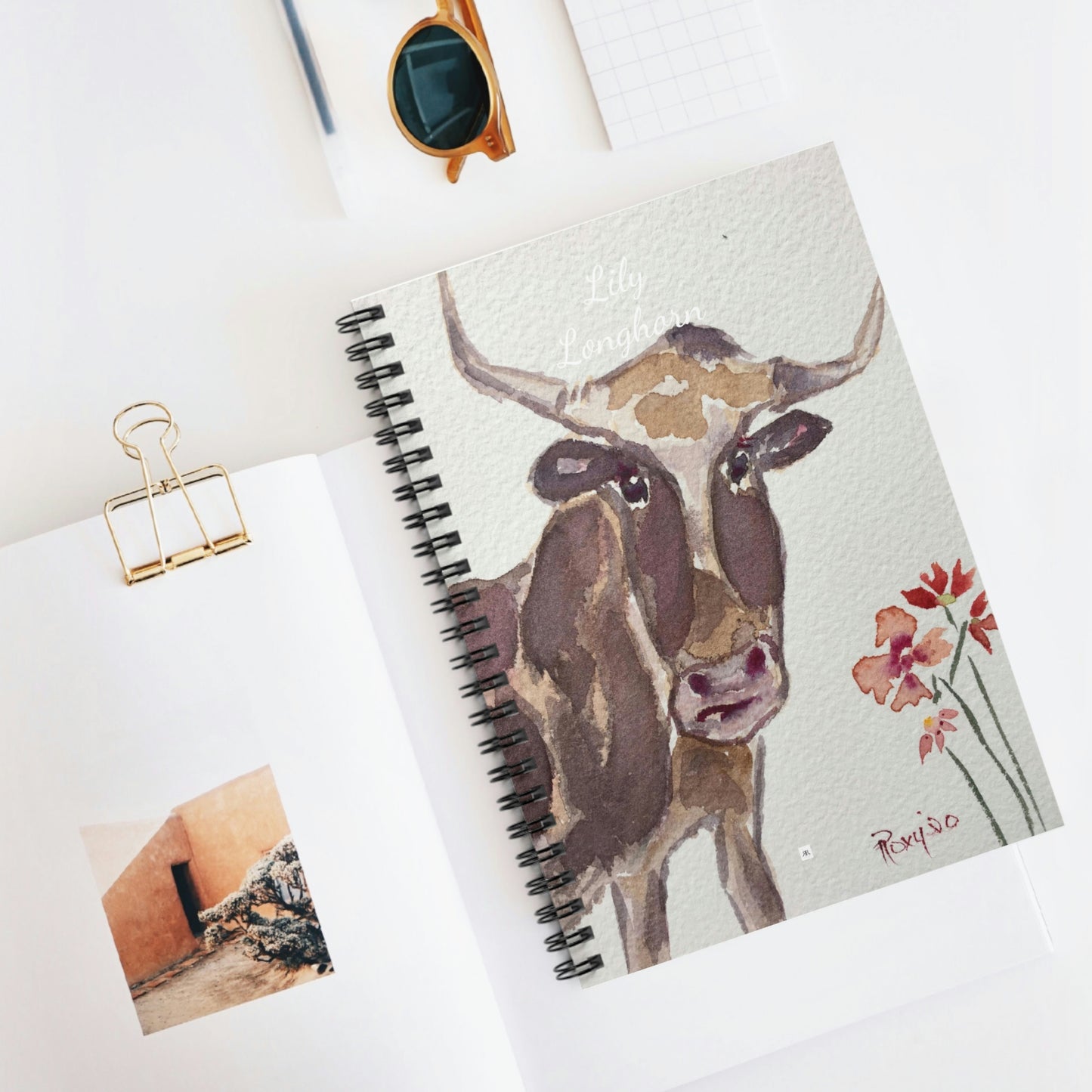 Lily Longhorn- Whimsical Cow Painting  Spiral Notebook
