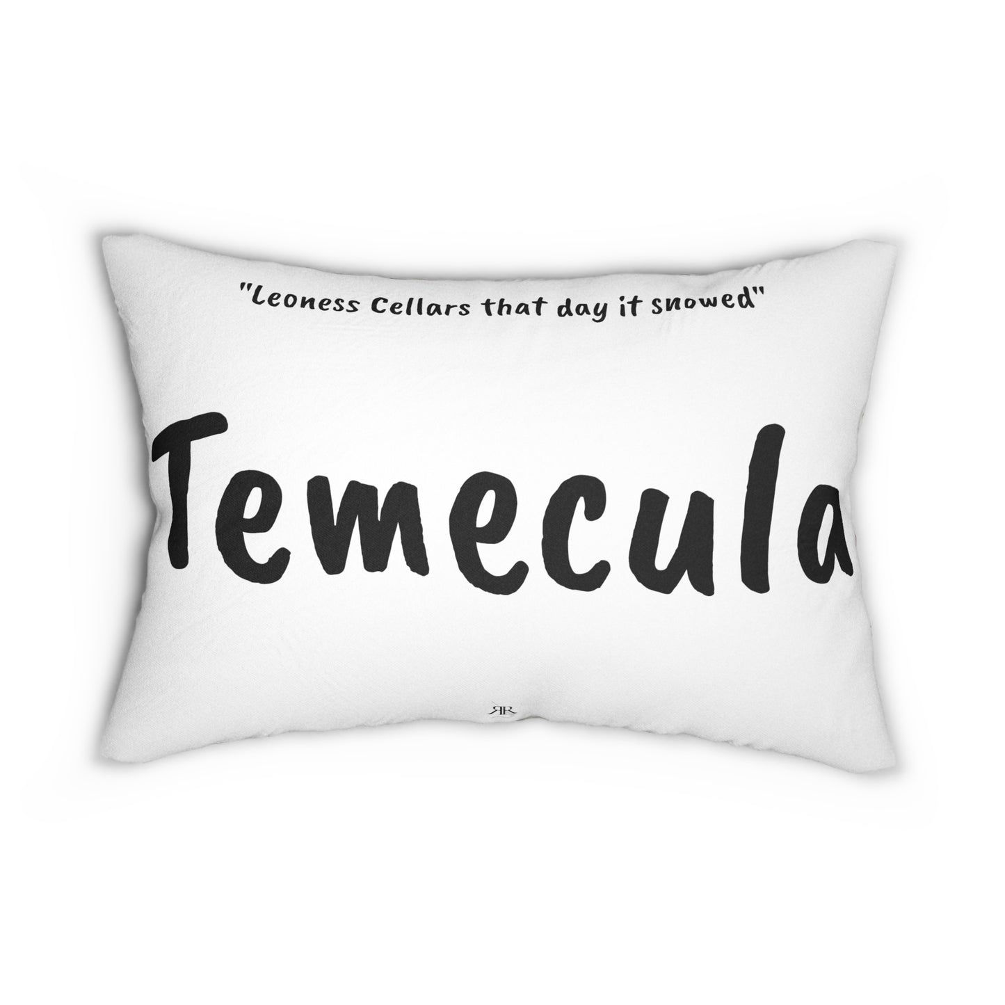 Temecula Lumbar Pillow featuring "Leoness that day it snowed" painting and "Temecula"