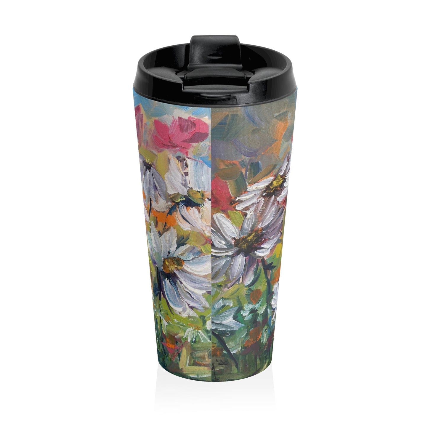 Taza de viaje de acero inoxidable Daisy Garden