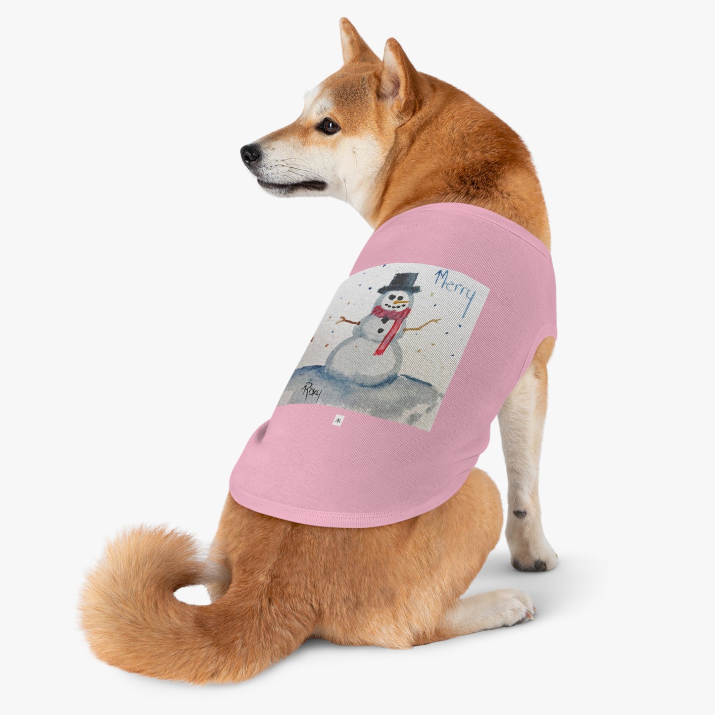 Camiseta sin mangas para perro con diseño de muñeco de nieve