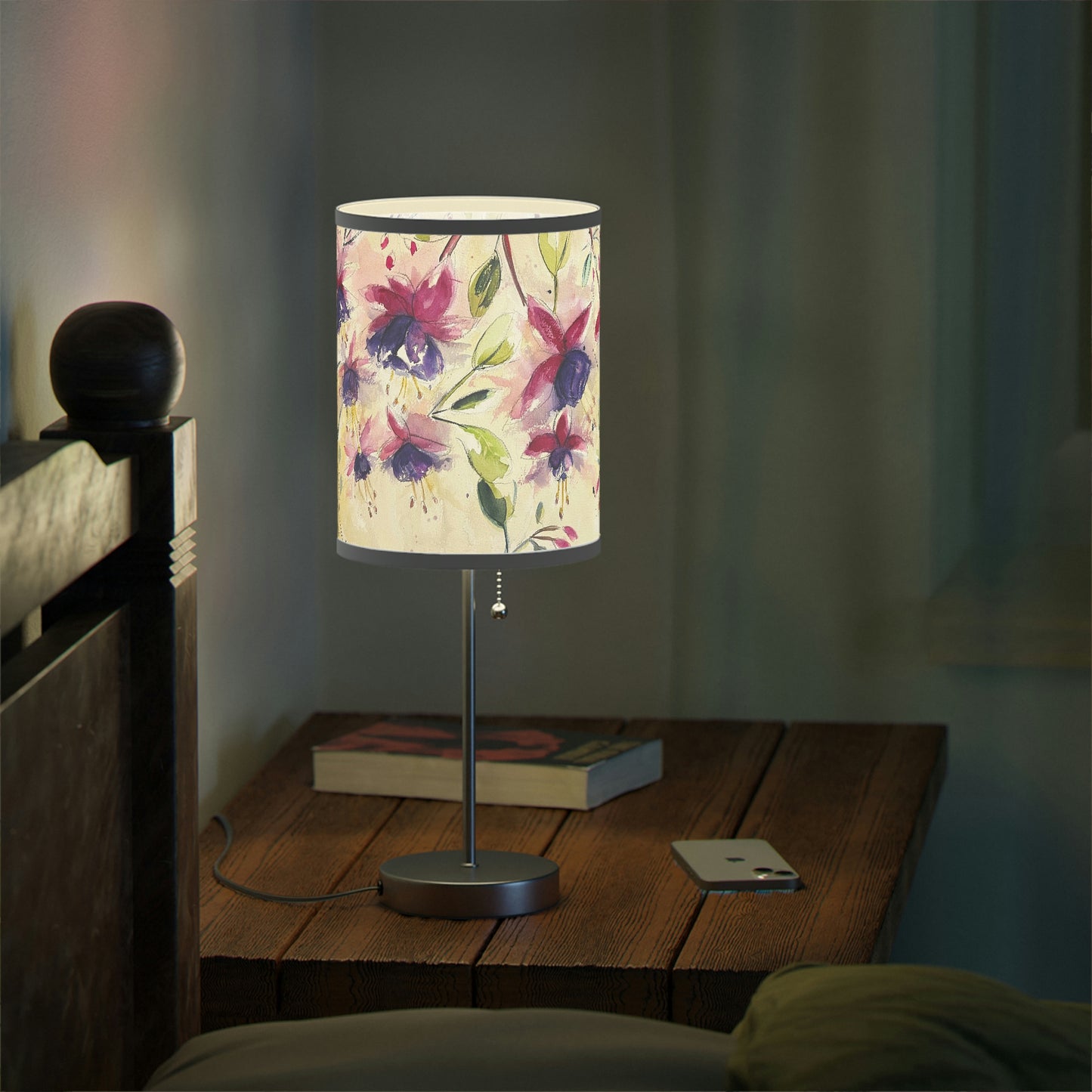 Fluffy Fuchsias Lamp on a Stand, US|CA plug