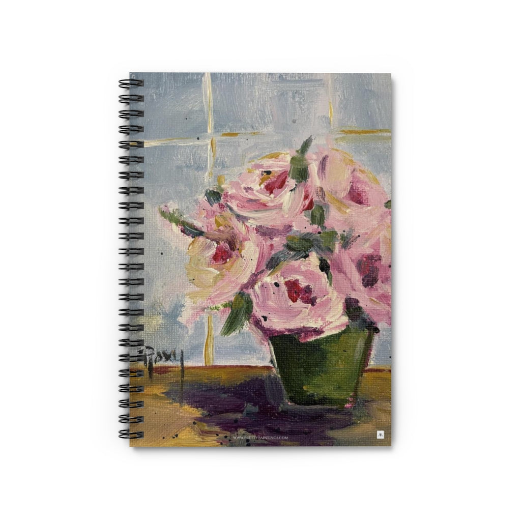 "Pink Roses by the Window"  Spiral Notebook