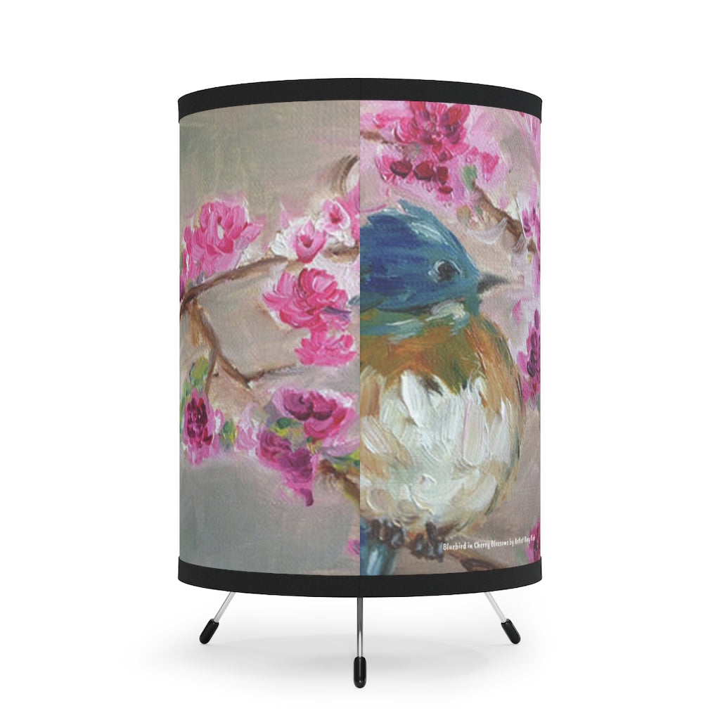 Bluebird in Cherry Blossoms  Tripod Lamp