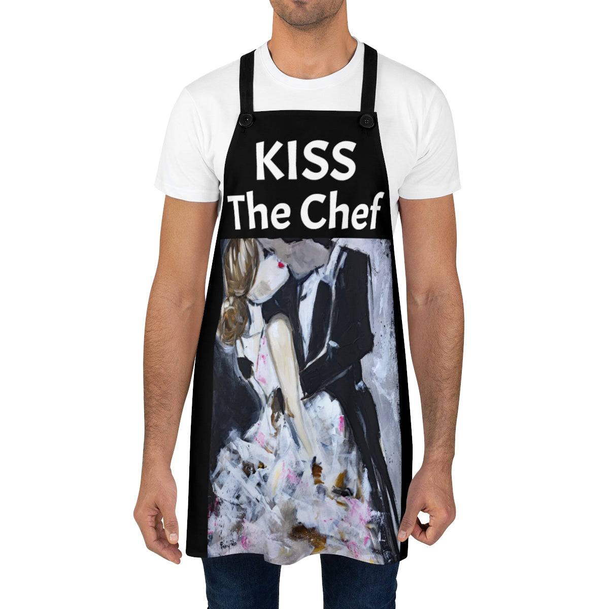 Kiss the Chef Apron Bride and Groom