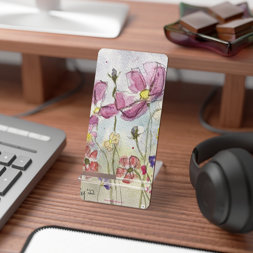 Pink Cosmos painting Phone Stand