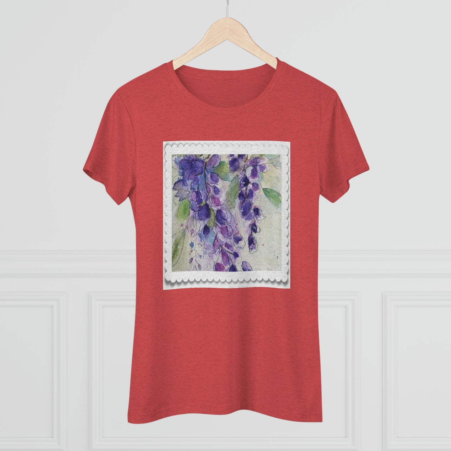 Wisteria Loose Floral Acuarela Camiseta Triblend ajustada para mujer