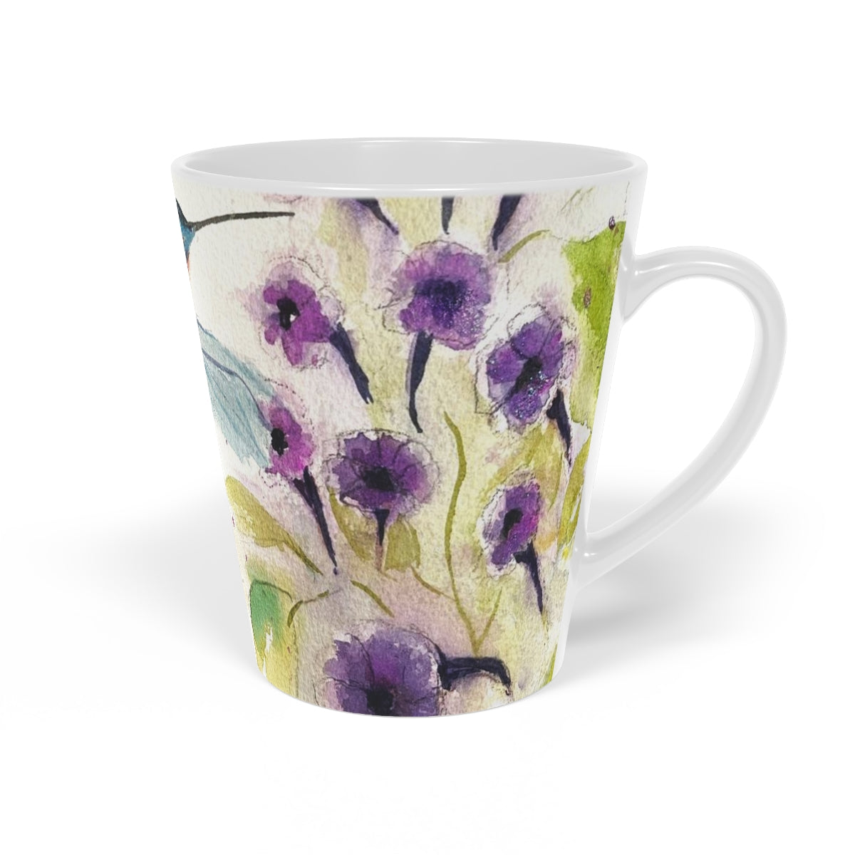 Taza de café con leche Happy Hummingbird, 12 oz