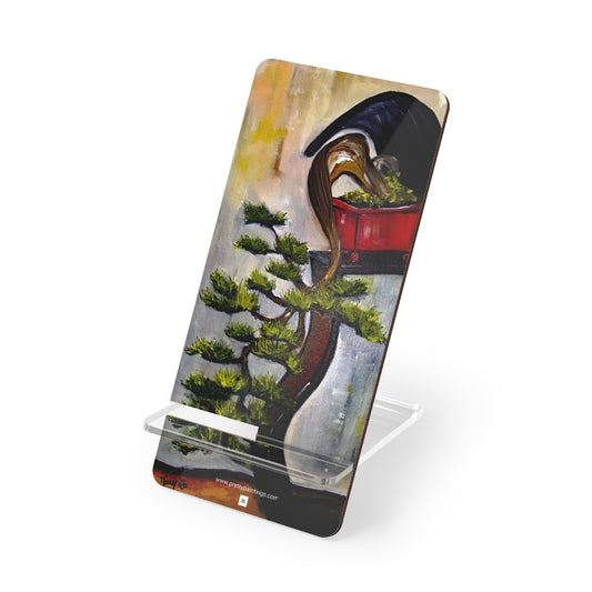 Cascading Bonsai in a Red Pot Phone Stand
