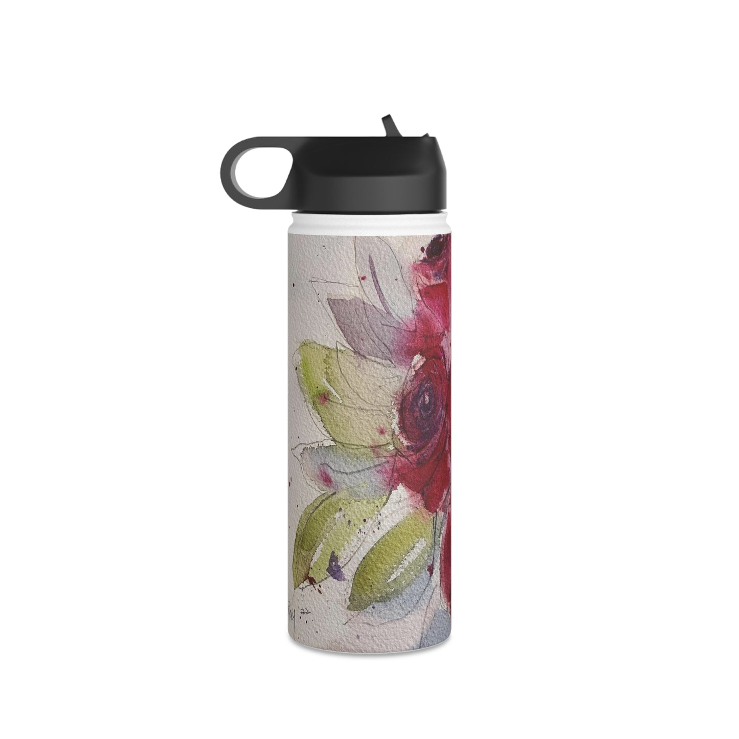 Red Roses Stainless Steel Water Bottle, Standard Lid