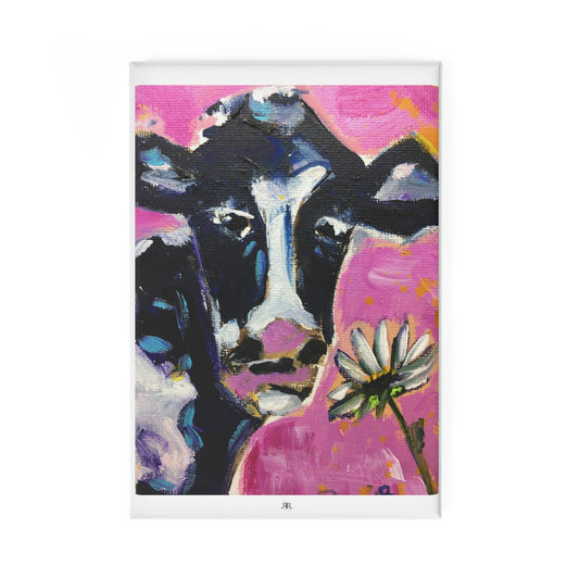 Aimant bouton « Nellie » adorable vache, rectangle