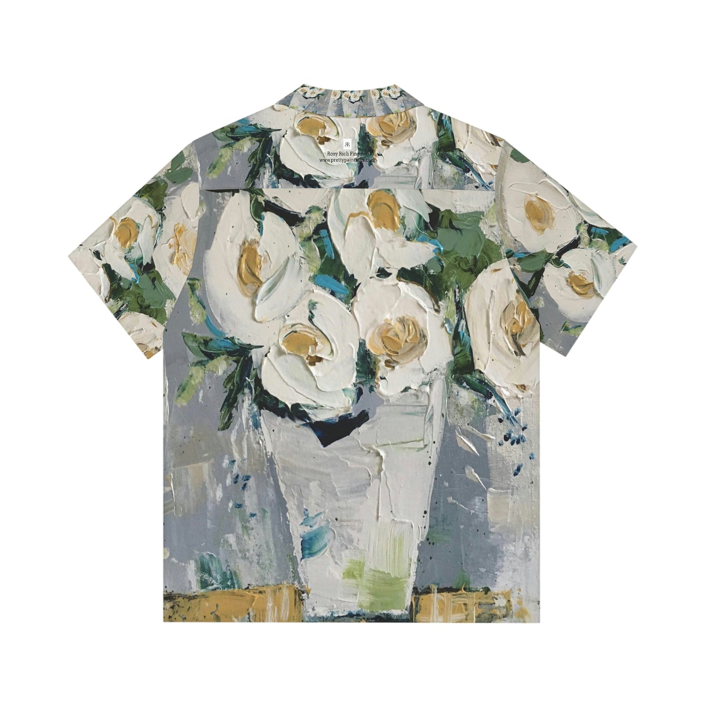 Shabby Roses Original Thick Texture Painting Men's Hawaiian Shirt