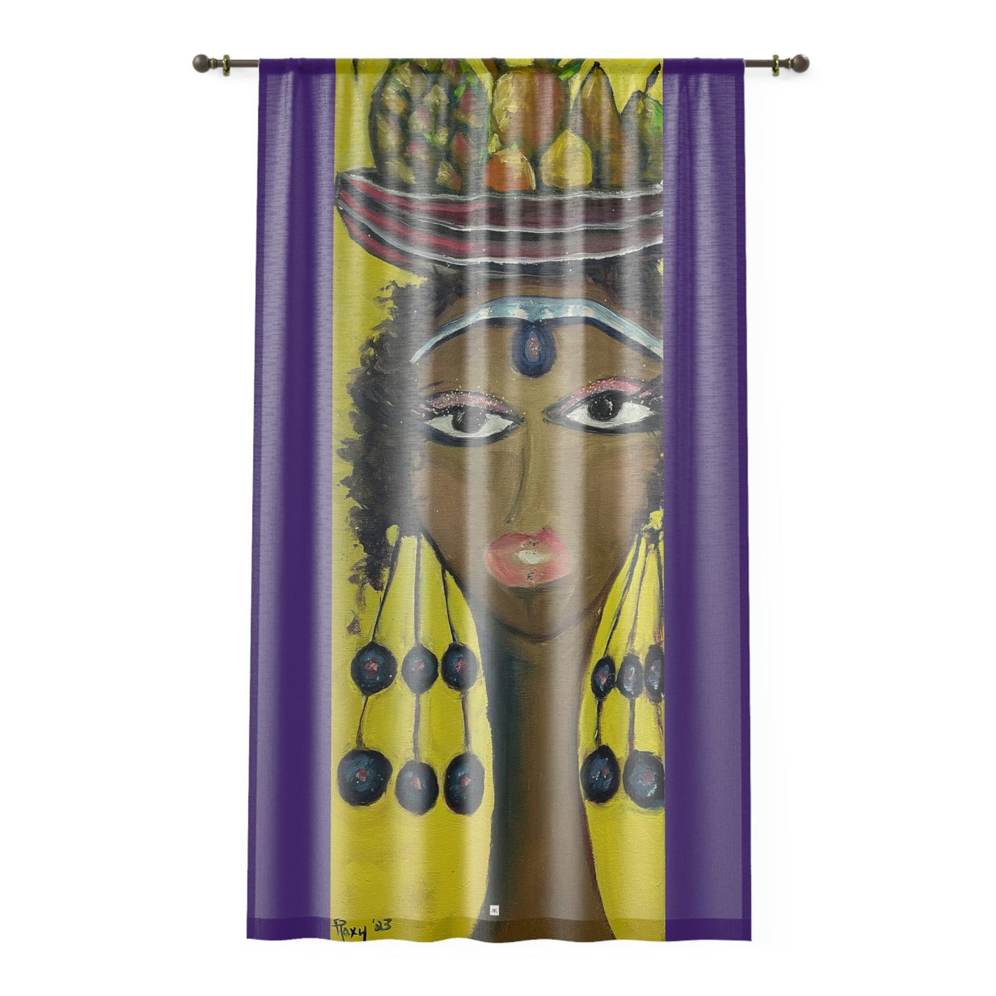 Princess Amahle with Purple background 84 x 50 inch Sheer Window Curtain