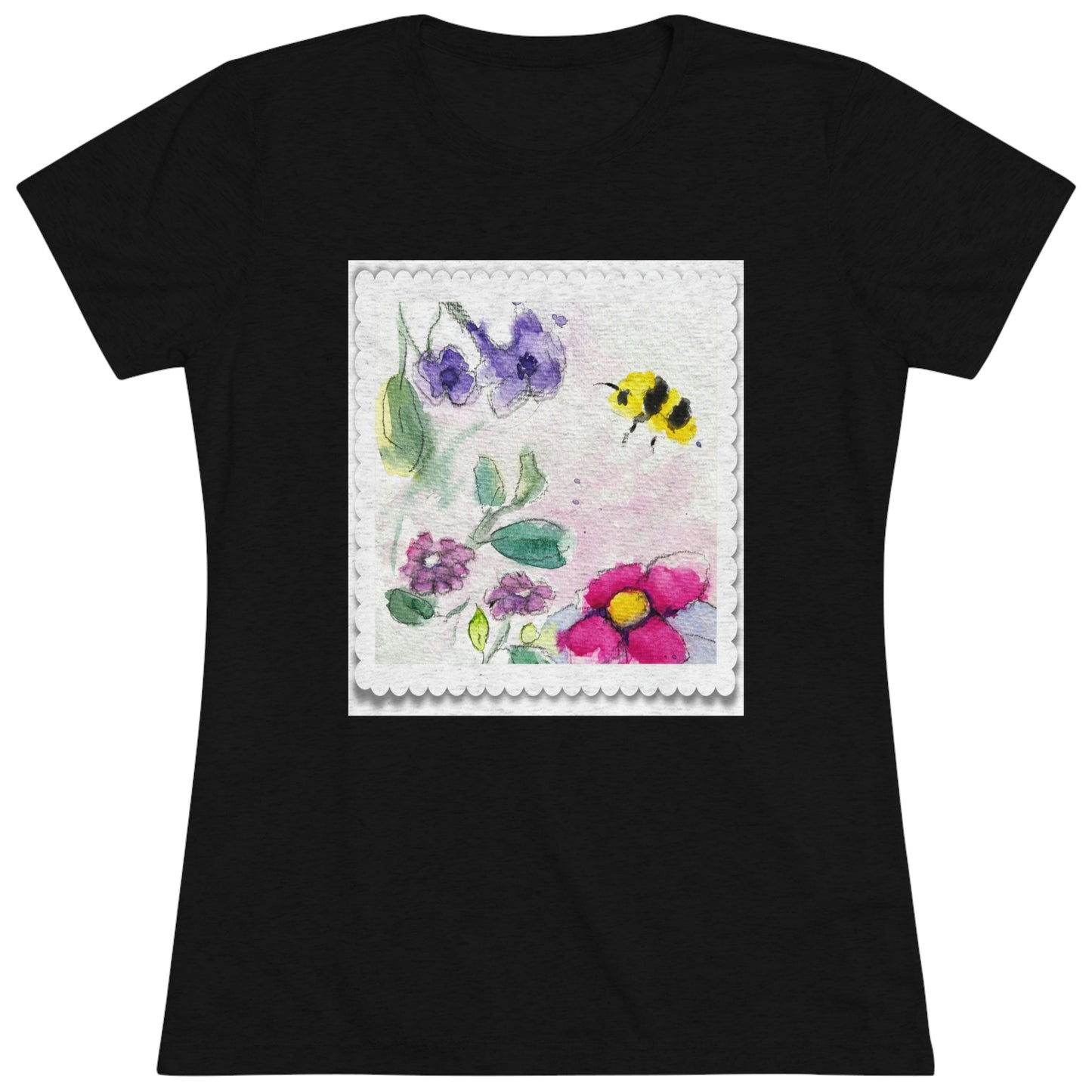 Bumble Bee in the Garden Tee-shirt Triblend ajusté pour femmes