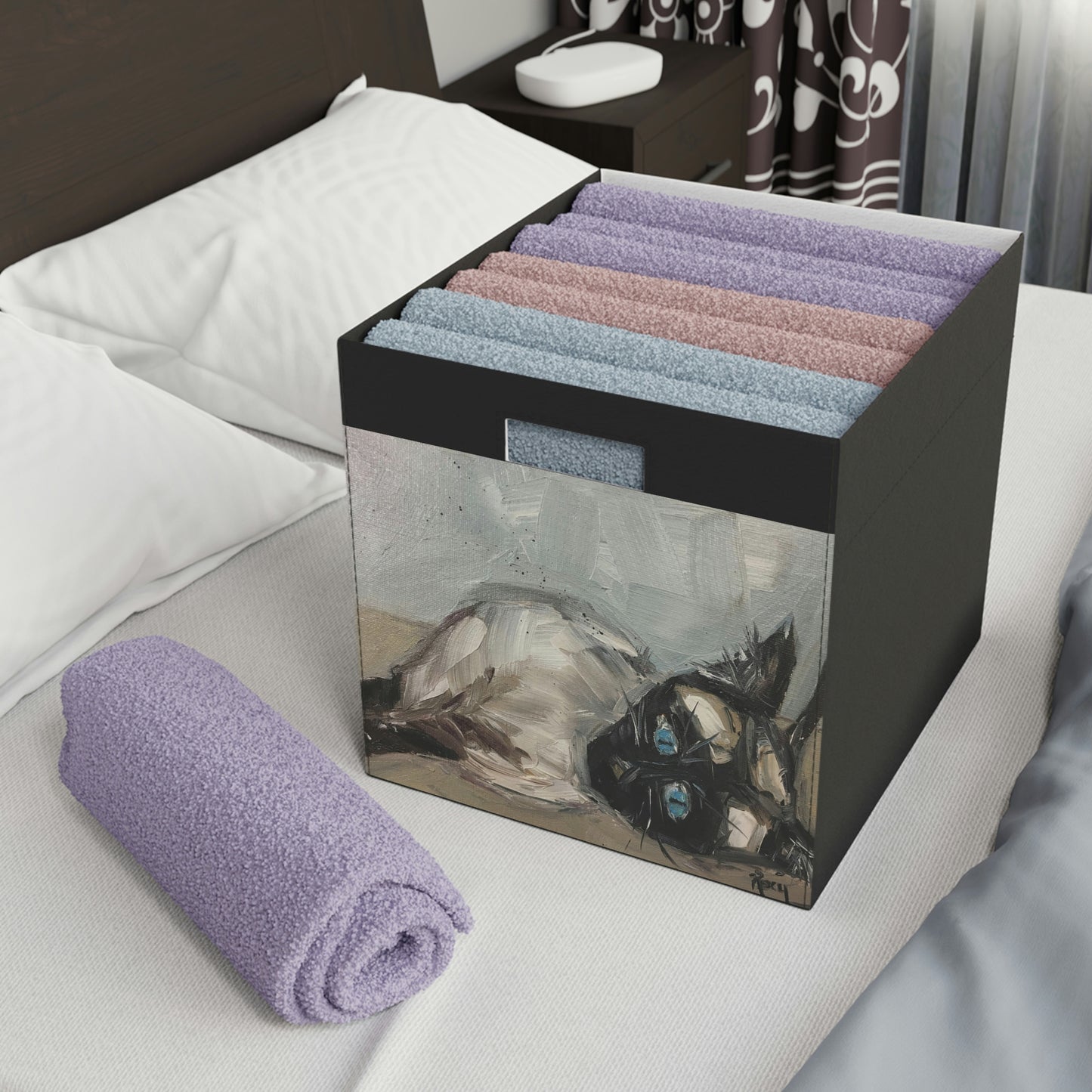 Adorable Siamese Cat "Little Miss Innocent" Felt Storage Box