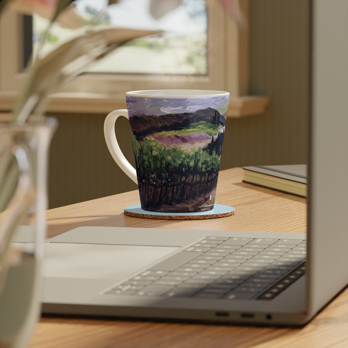 Tasse Temecula Latte, 12 oz avec peinture de vignoble « Afternoon Vines »