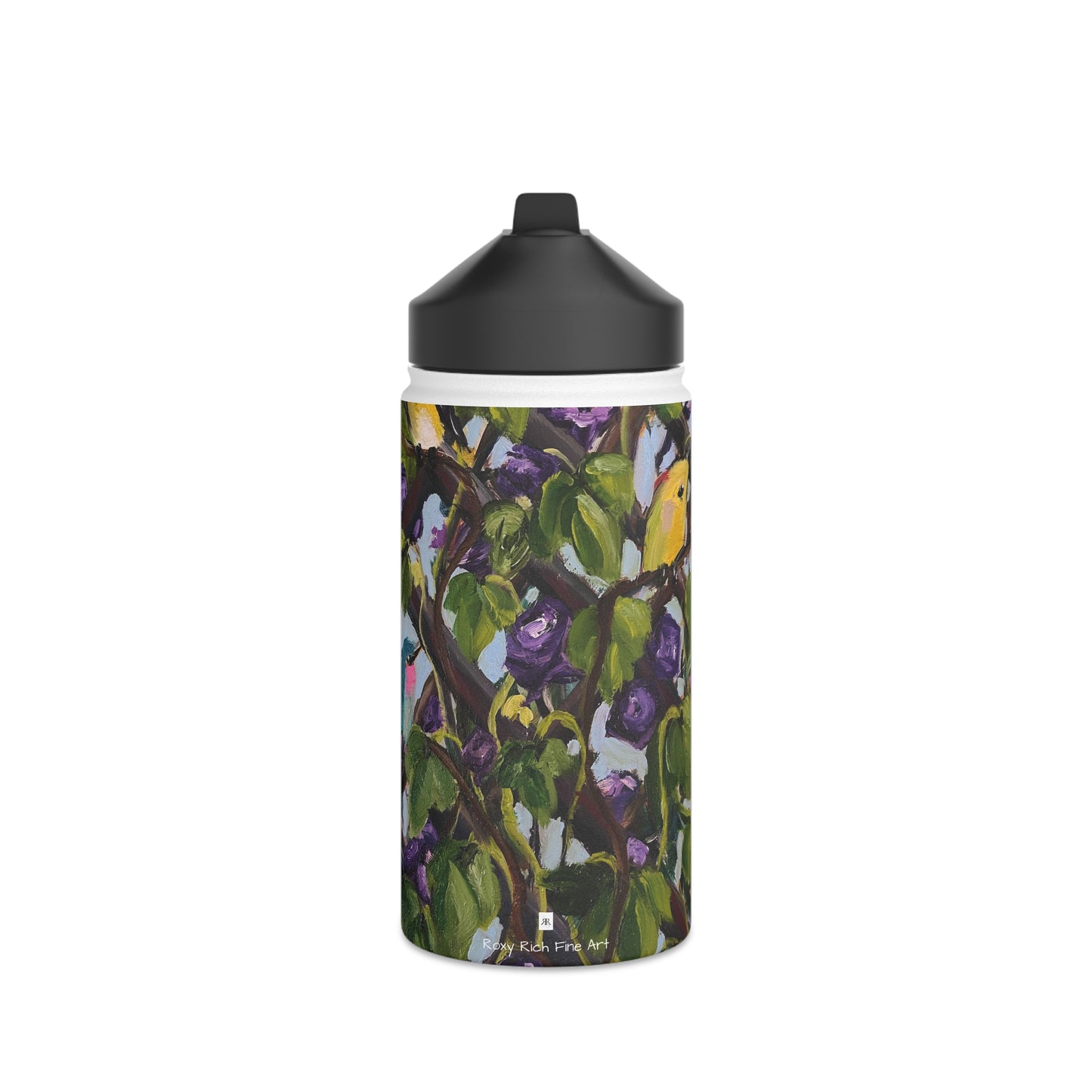 Birds on the Lattice Stainless Steel Water Bottle, Standard Lid