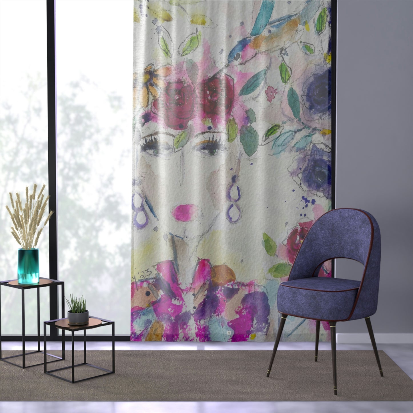 Haute Couture Hummingbird 84 x 50 inch Sheer Window Curtain